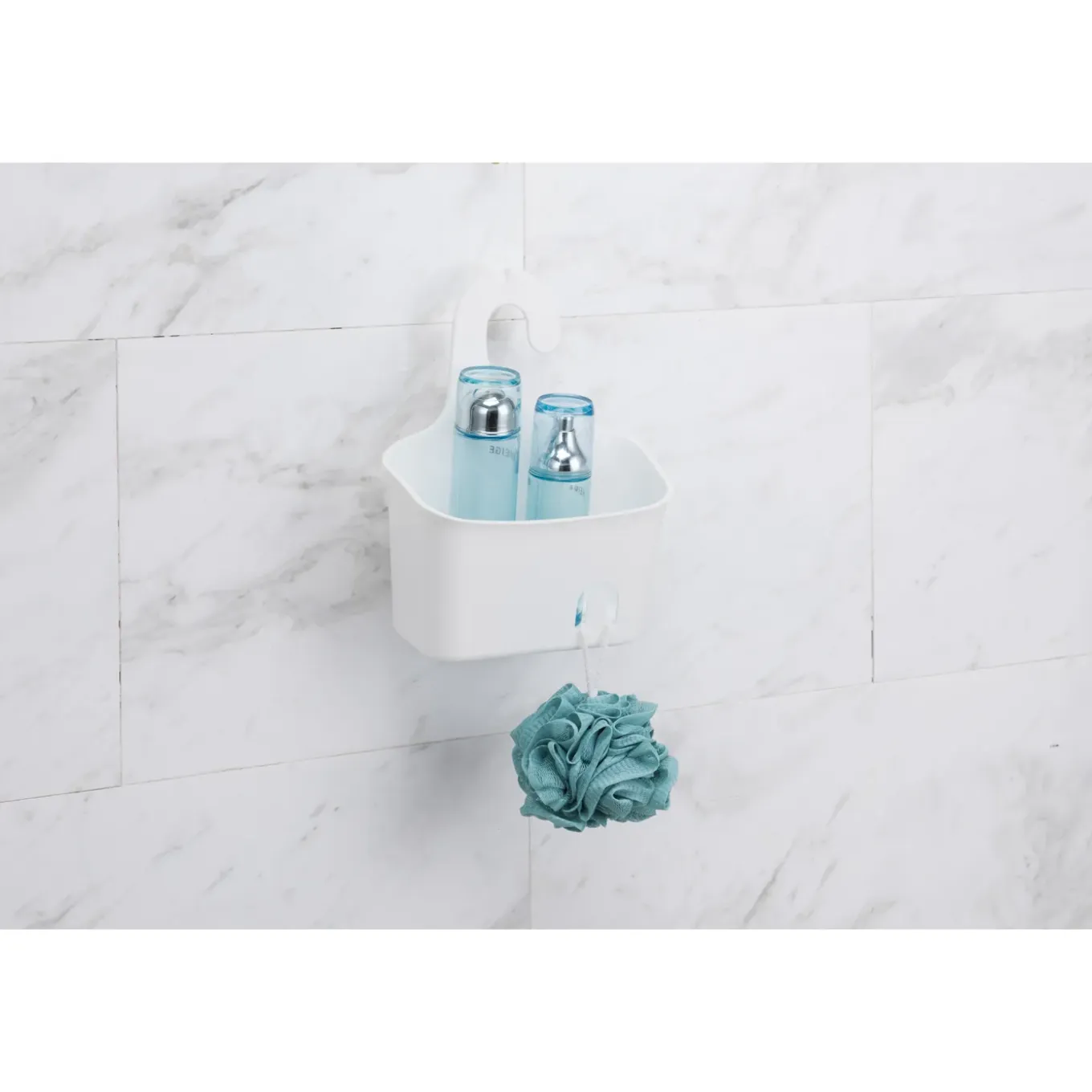 Aquavive Doucherek Caddy - Ophangen met haak - Kunststof - Wit - 20x25x9cm