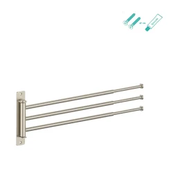 AquaVive – Praxis Eigen Merk AquaVive handdoekhouder draaibaar met 3 stangen geborsteld roestvrij staal 37,50x17,50x5cm