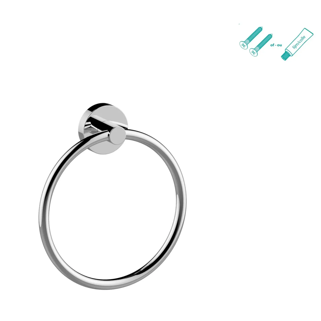 AquaVive handdoekring chroom 17,60x15,70x3,60cm