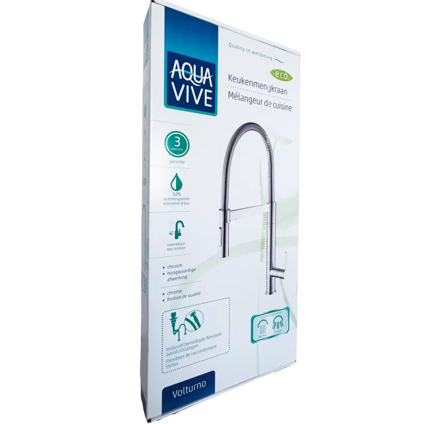 AquaVive – Praxis Eigen Merk AquaVive keukenmengkraan Volturno met uittrekbare handdouche chroom