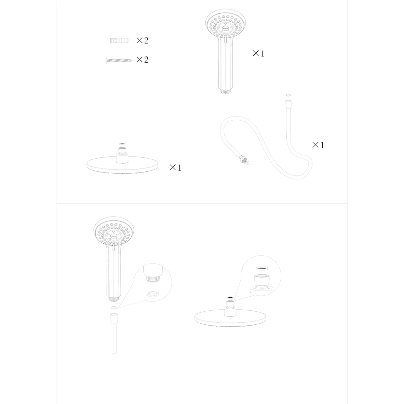 Aquavive Regendouche Junin - Zonder Kraan - Zilver - Rond - 3-straals
