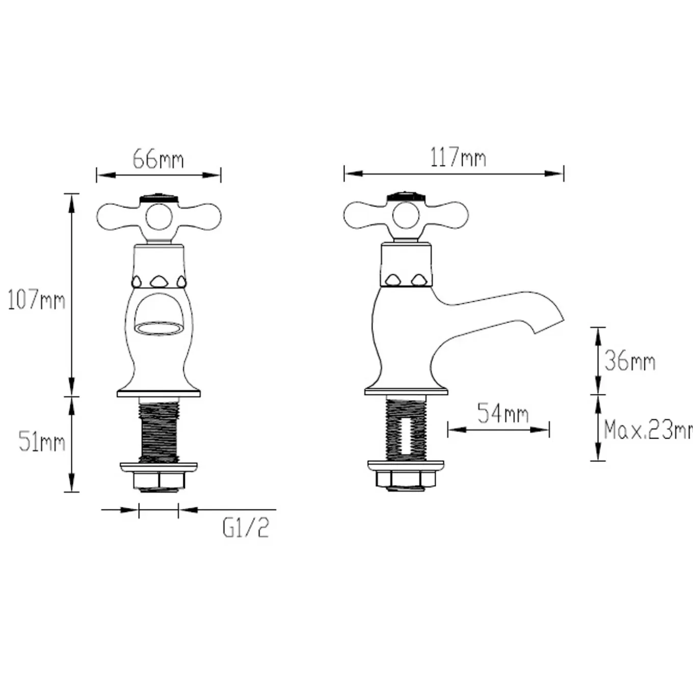 AquaVive Toiletkraan Juno - Lage uitloop - Chroom - 10,7cm