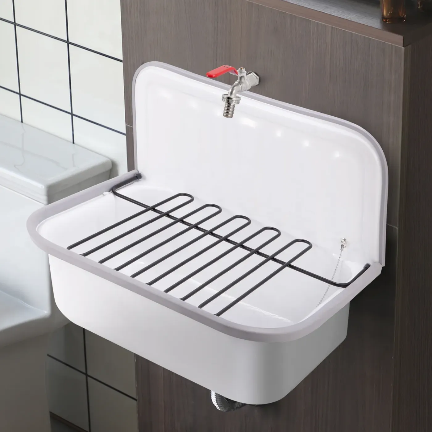 AquaVive – Praxis Eigen Merk Aquavive Wasbak Clean Sink - Staal - Vierkant - Wit - 52,5x35x37,5cm