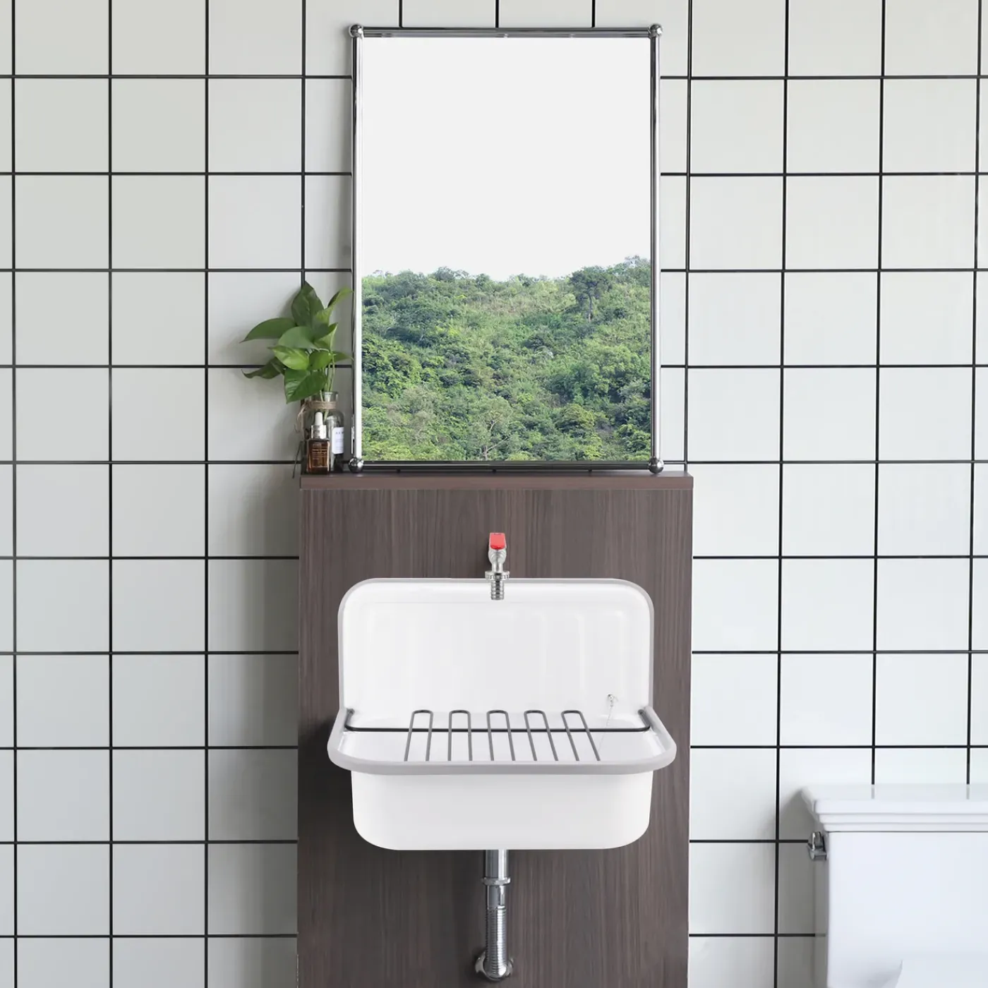 AquaVive – Praxis Eigen Merk Aquavive Wasbak Clean Sink - Staal - Vierkant - Wit - 52,5x35x37,5cm