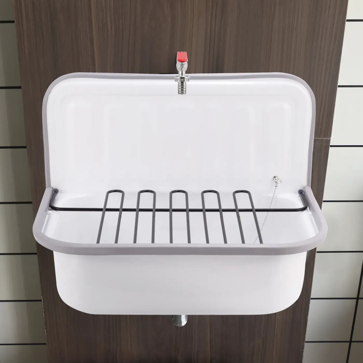 AquaVive – Praxis Eigen Merk Aquavive Wasbak Clean Sink - Staal - Vierkant - Wit - 52,5x35x37,5cm