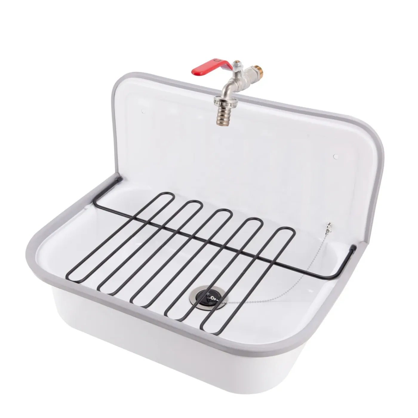 AquaVive – Praxis Eigen Merk Aquavive Wasbak Clean Sink - Staal - Vierkant - Wit - 52,5x35x37,5cm