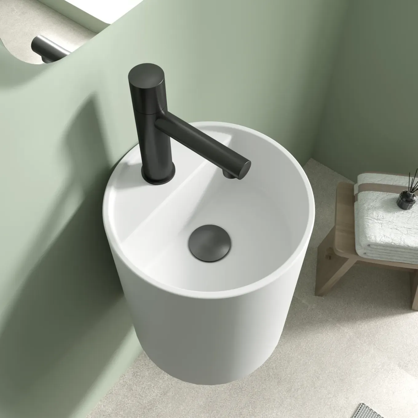 Aquavive Wasbak Elvo - Solid Surface - Cilinder - Wit - 36x35x40cm