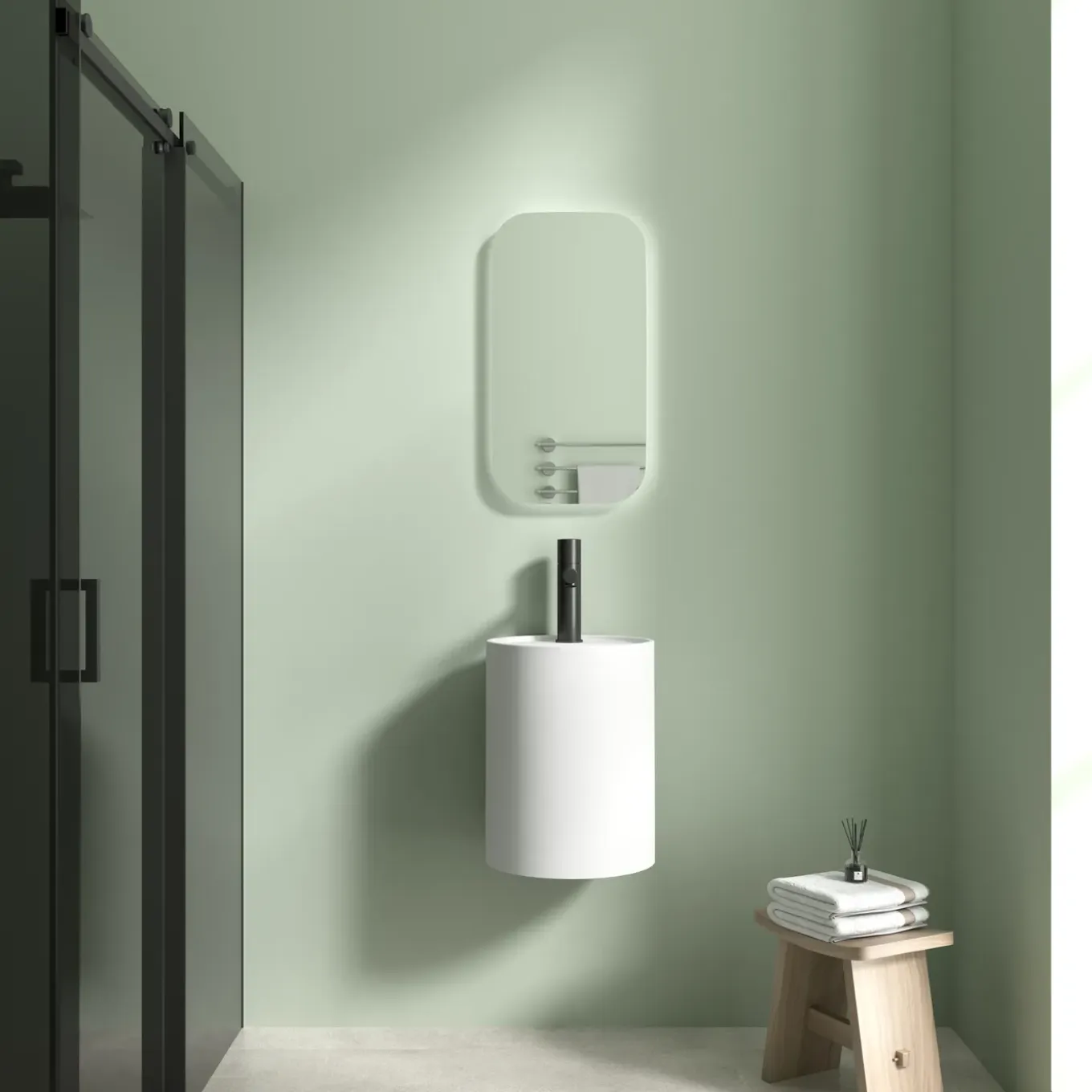 Aquavive Wasbak Elvo - Solid Surface - Cilinder - Wit - 36x35x40cm
