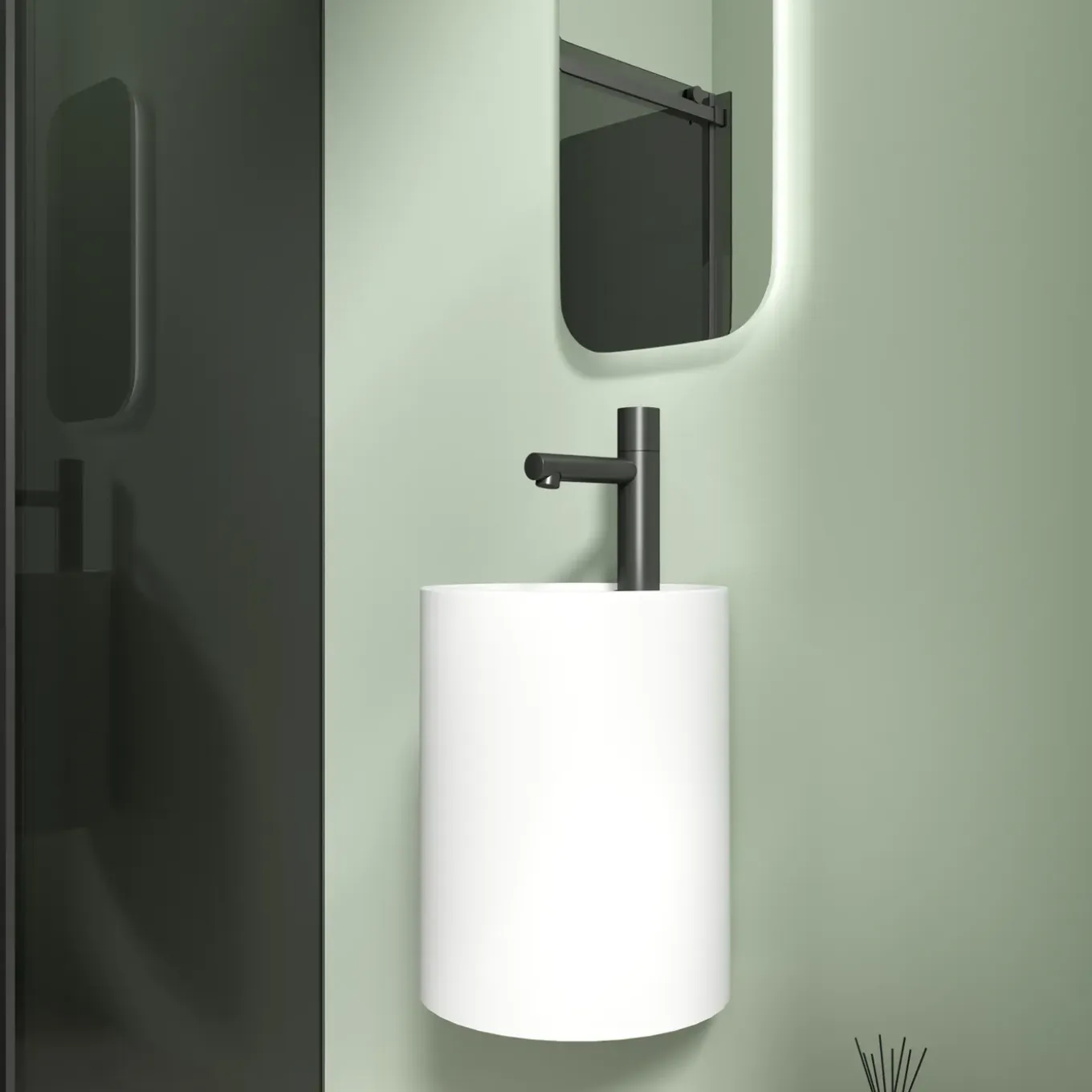 Aquavive Wasbak Elvo - Solid Surface - Cilinder - Wit - 36x35x40cm