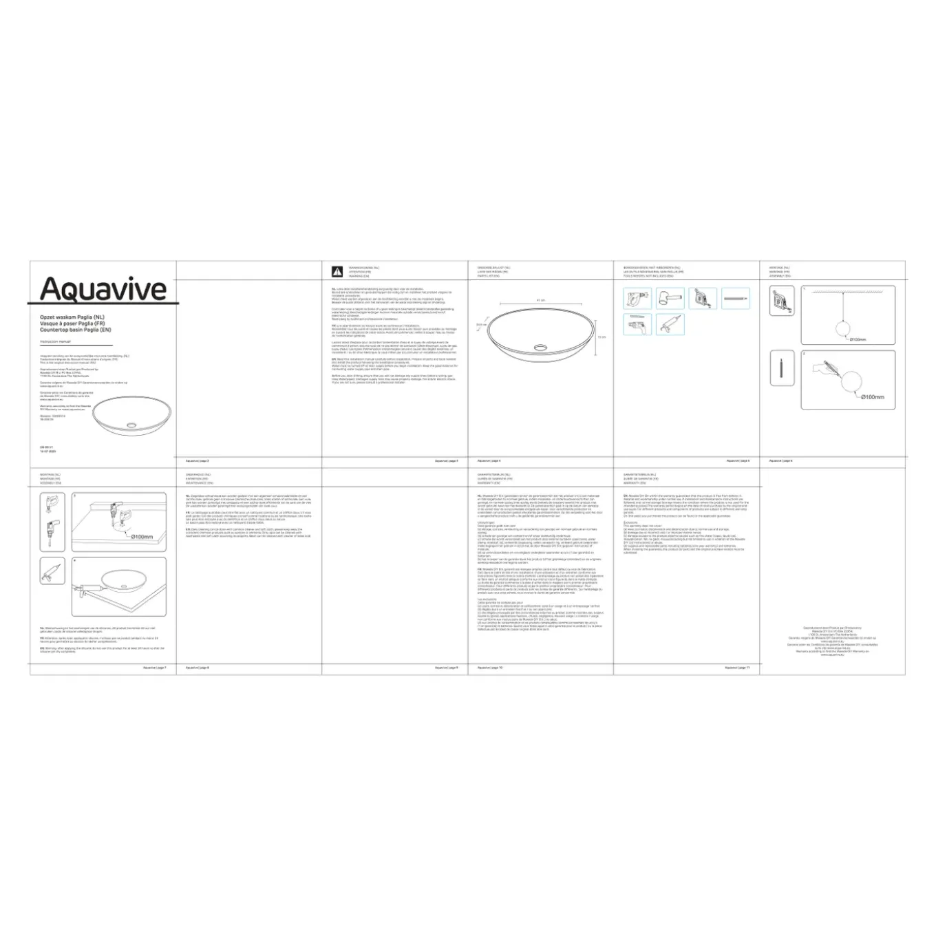 Aquavive Waskom Paglia - Keramiek - Ovaal - Wit - 41x33x15cm