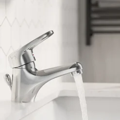 AquaVive – Praxis Eigen Merk AquaVive Wastafelmengkraan Grande - Lage uitloop - Keramisch - Chroom - 7,5cm