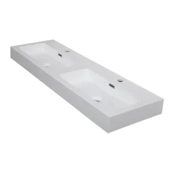 Aquazuro Dubbele Wastafel Arezzo - Composiet - Rechthoekig - Inclusief Kraan - Wit - 40cm