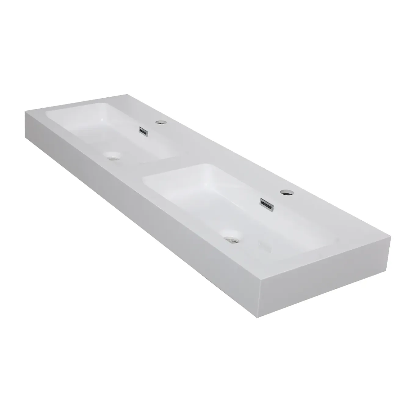 Aquazuro Dubbele Wastafel Arezzo - Composiet - Rechthoekig - Inclusief Kraan - Wit - 40cm