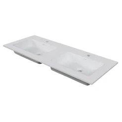 Aquazuro Dubbele Wastafel Napoli - Minerale composiet - Rechthoekig - Mat Wit - 120cm