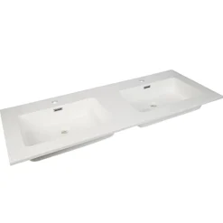 AquaVive – Praxis Eigen Merk Aquazuro Dubbele Wastafel Napoli - Keramiek - Glanzend - Wit - 50cm