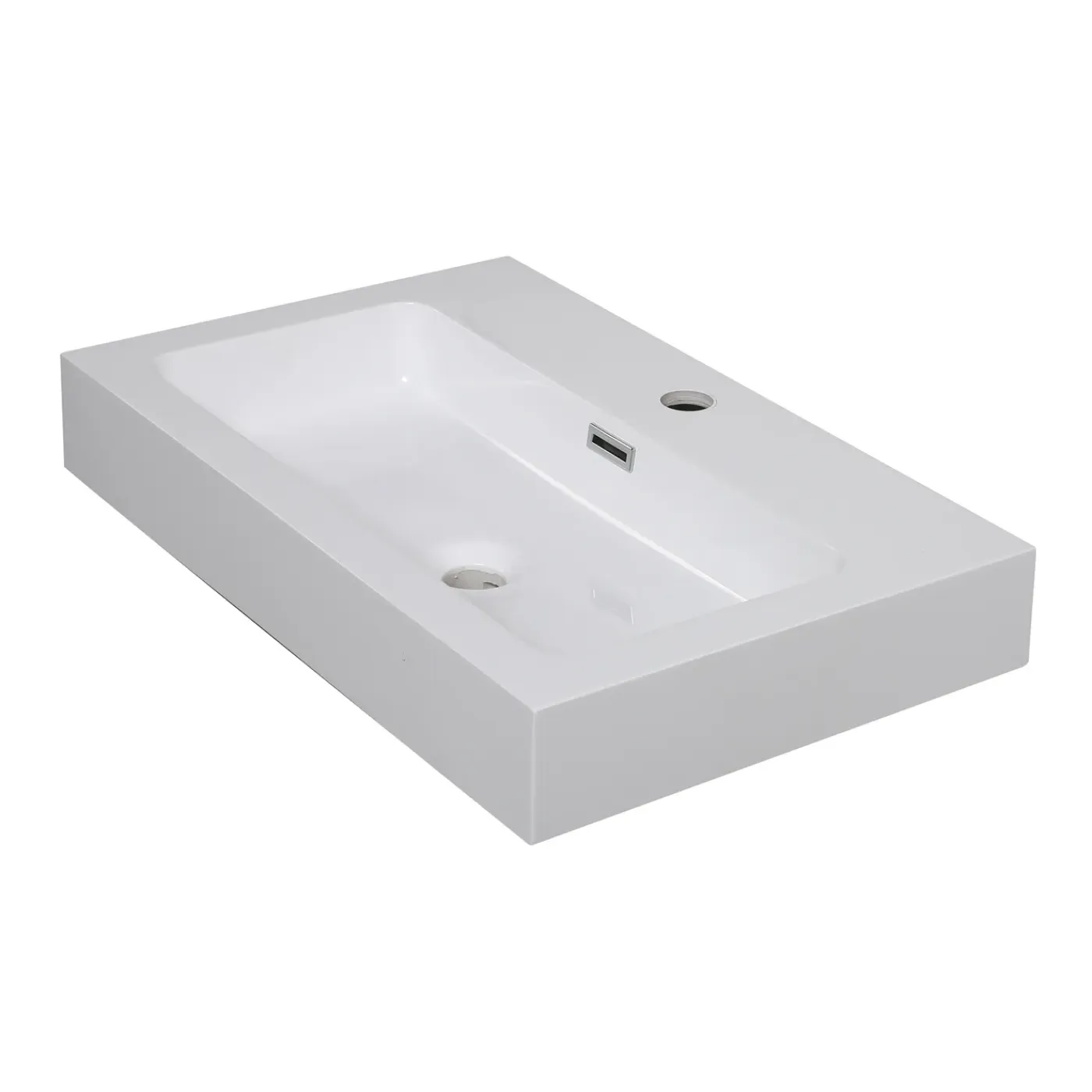AquaVive – Praxis Eigen Merk Aquazuro Enkele Wastafel Arezzo - Keramiek - Vierkant - Glanzend - Wit - 40cm