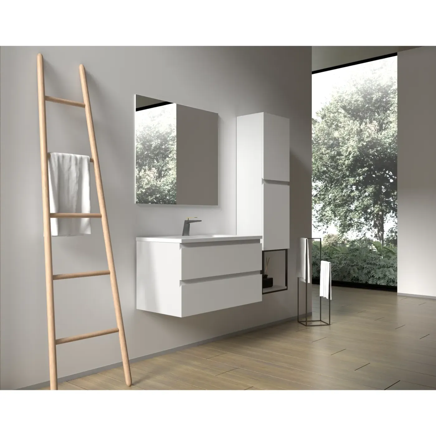 AquaVive – Praxis Eigen Merk Aquazuro Enkele Wastafel Napoli - Rechthoekig - Glanzend - Wit - 90cm