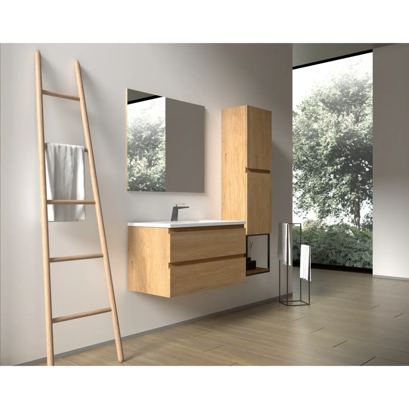 AquaVive – Praxis Eigen Merk Aquazuro Enkele Wastafel Napoli - Rechthoekig - Glanzend - Wit - 90cm