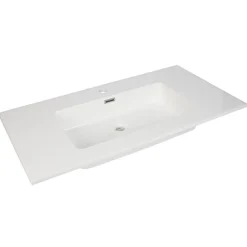 AquaVive – Praxis Eigen Merk Aquazuro Enkele Wastafel Napoli - Rechthoekig - Glanzend - Wit - 90cm