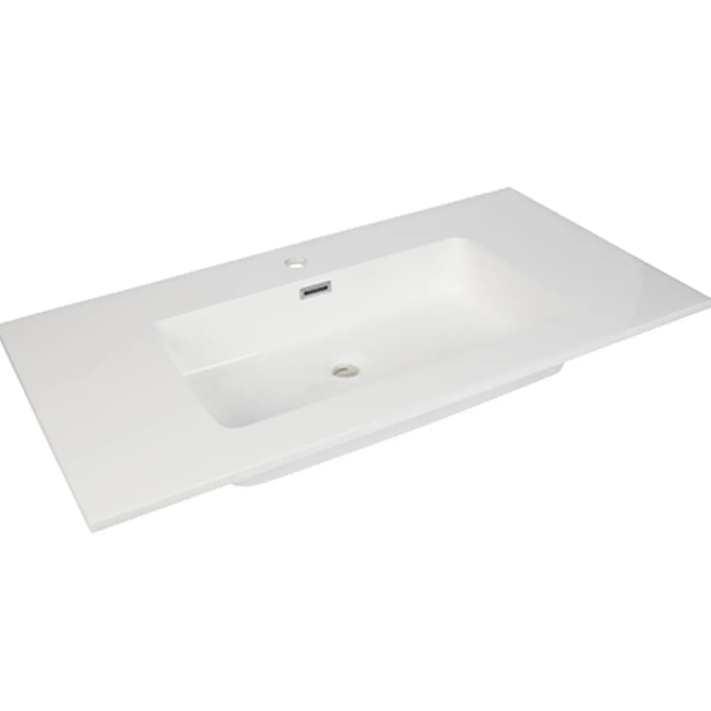 AquaVive – Praxis Eigen Merk Aquazuro Enkele Wastafel Napoli - Rechthoekig - Glanzend - Wit - 90cm
