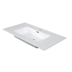 AquaVive – Praxis Eigen Merk Aquazuro Enkele Wastafel Napoli - Rechthoekig - Glanzend - Wit - 90cm