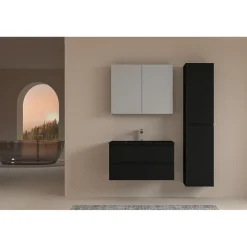AquaVive – Praxis Eigen Merk Aquazuro Enkele Wastafel Napoli - Keramiek - Rechthoekig - Mat Zwart - 90cm