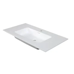 AquaVive – Praxis Eigen Merk Aquazuro Enkele Wastafel Napoli - Minerale composiet - Rechthoekig - Mat Wit - 90cm