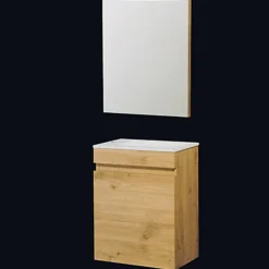 Aquazuro Fonteinmeubelset Napoli - Inclusief Wastafel en Spiegel - Softclose - Scandinavisch Eiken - 40x22x52cm