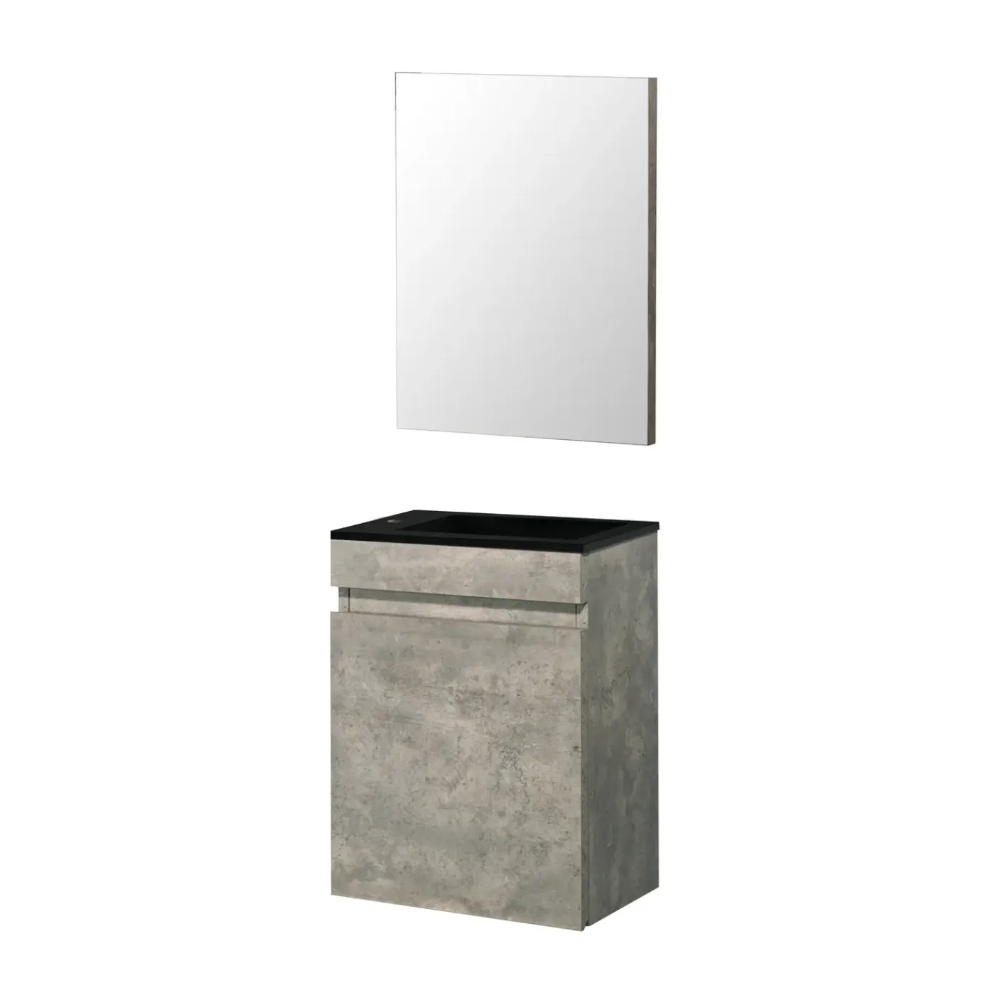 Aquazuro Fonteinmeubelset Napoli - Inclusief Wastafel en Spiegel - Softclose - Betongrijs - 40x22x52cm