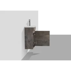 Aquazuro Fonteinmeubelset Napoli - Inclusief Wastafel en Spiegel - Softclose - Betongrijs - 40x22x52cm