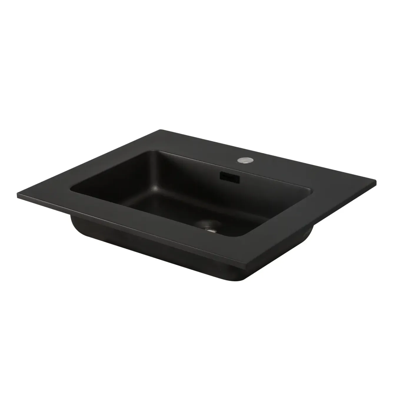 Aquazuro Waskom Badkamer Napoli - Polybeton - Vierkant - Mat Zwart - 48cm