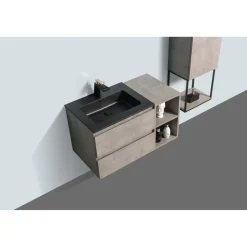Aquazuro Waskom Badkamer Napoli - Polybeton - Vierkant - Mat Zwart - 48cm