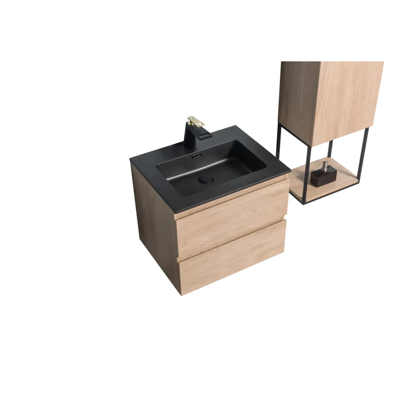 Aquazuro Waskom Badkamer Napoli - Polybeton - Vierkant - Mat Zwart - 48cm