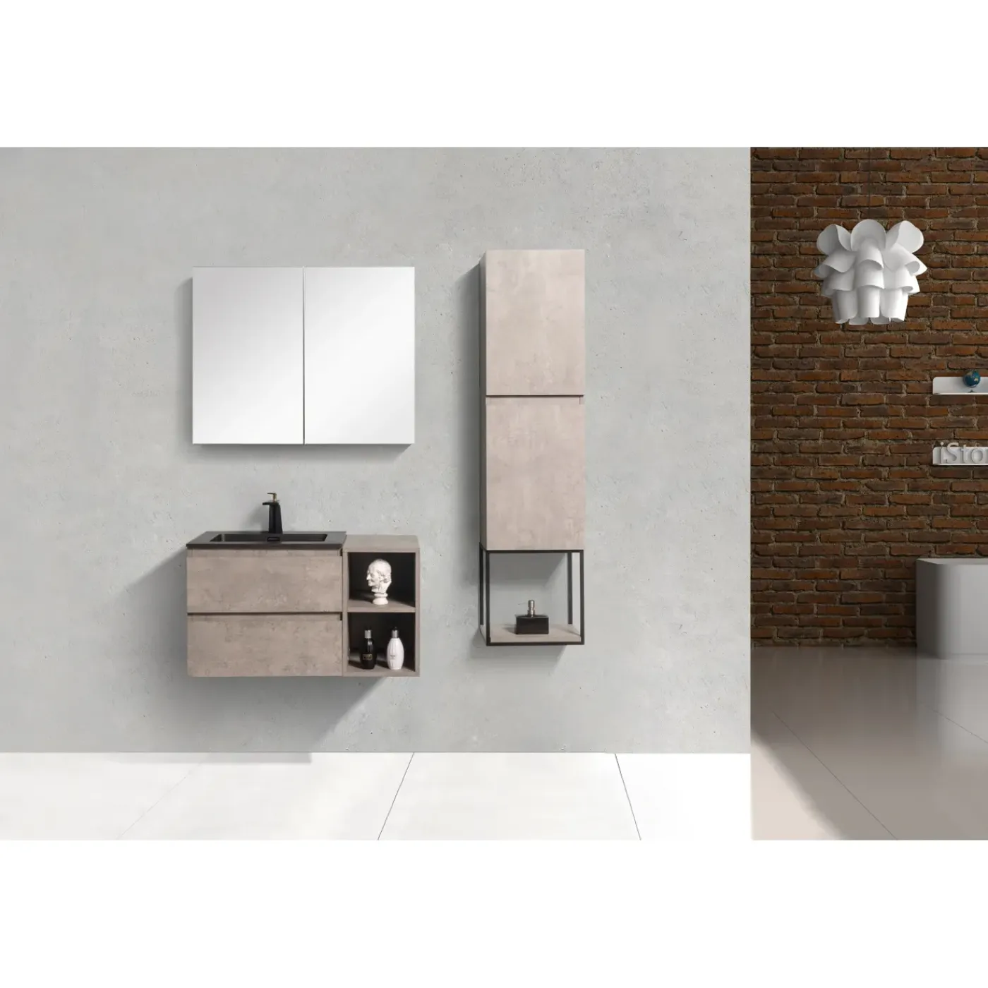 Aquazuro Waskom Badkamer Napoli - Polybeton - Vierkant - Mat Zwart - 48cm