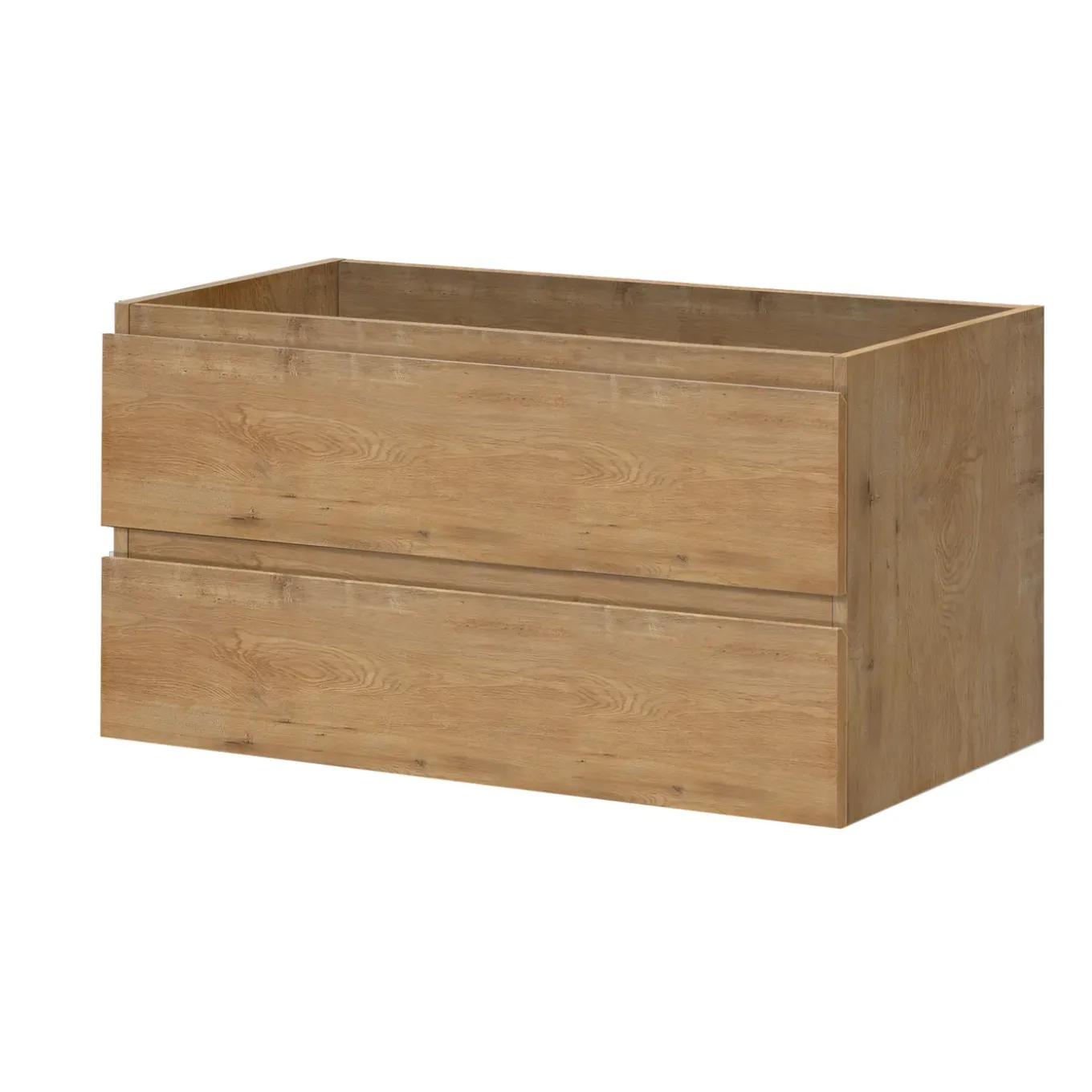 Aquazuro Wastafelonderkast Napoli 90cm - Natuur Eiken Houtlook - Met 2 Lades - 89,4x50x47,5cm