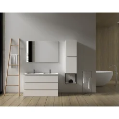 Aquazuro Wastafelonderkast Napoli 119cm - Hoogglans Wit - Met 3 Lades - 119,4x75x47,5cm