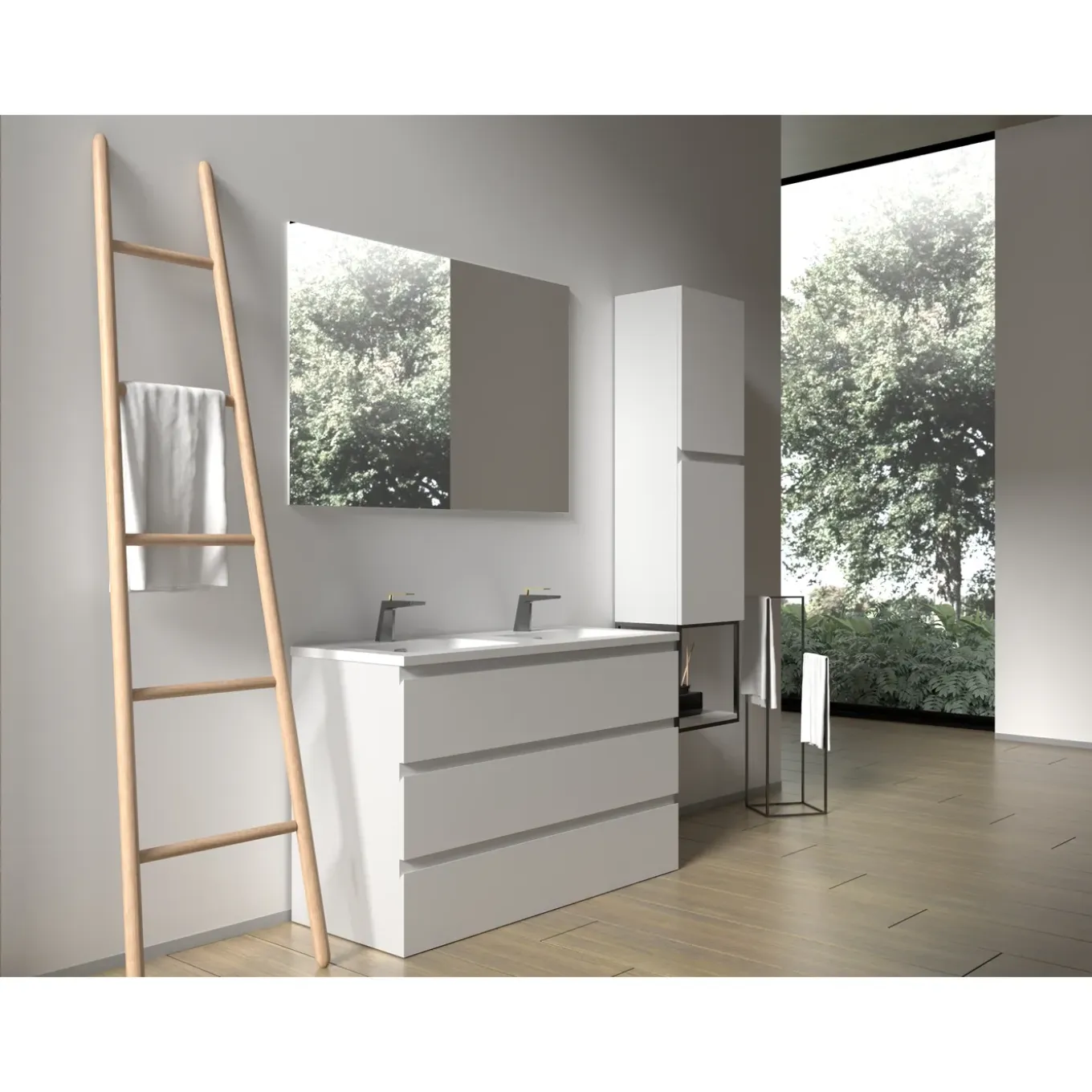 Aquazuro Wastafelonderkast Napoli 119cm - Hoogglans Wit - Met 3 Lades - 119,4x75x47,5cm
