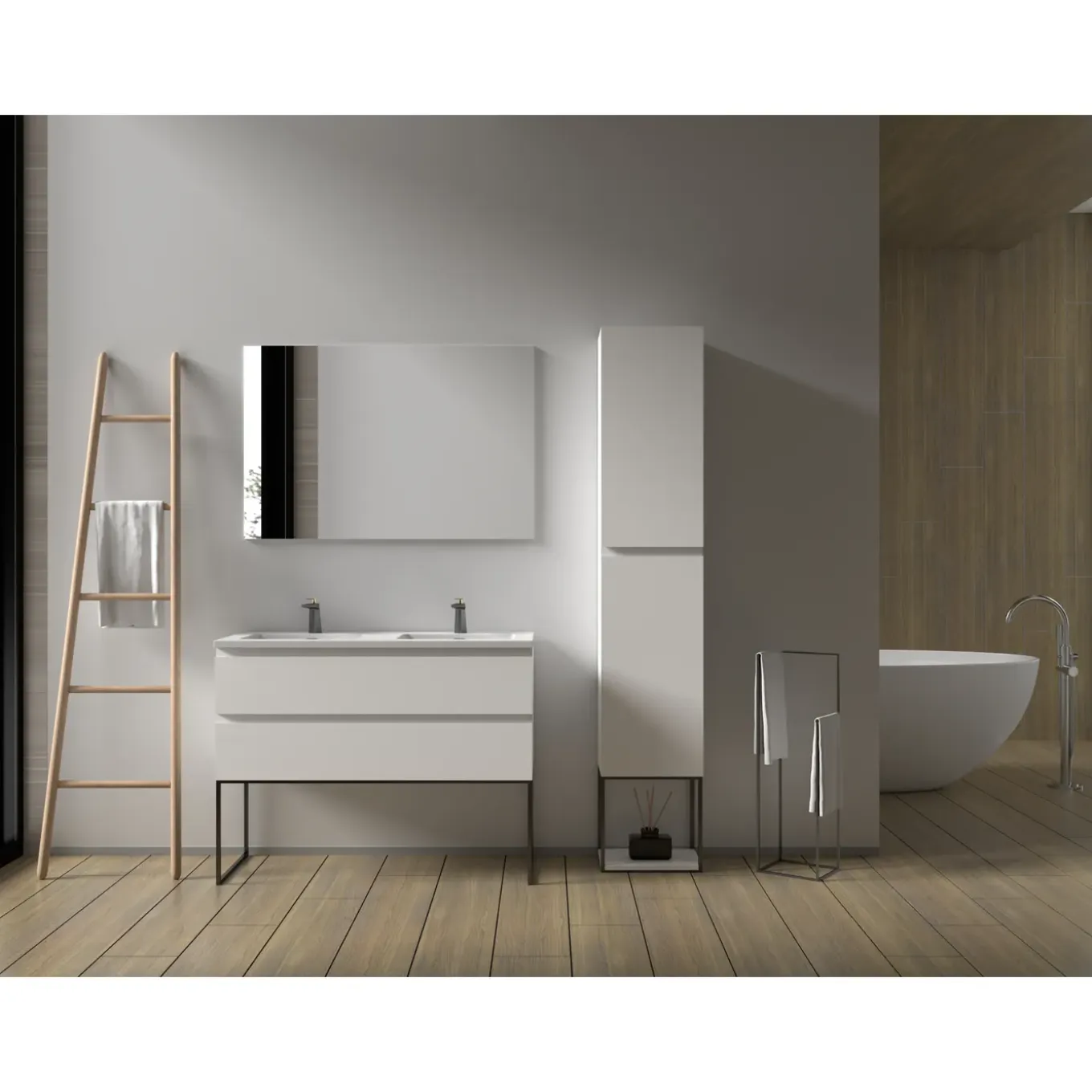 Aquazuro Wastafelonderkast Napoli 119cm - Hoogglans Wit - Met 2 Lades - 119,4x50x47,5cm
