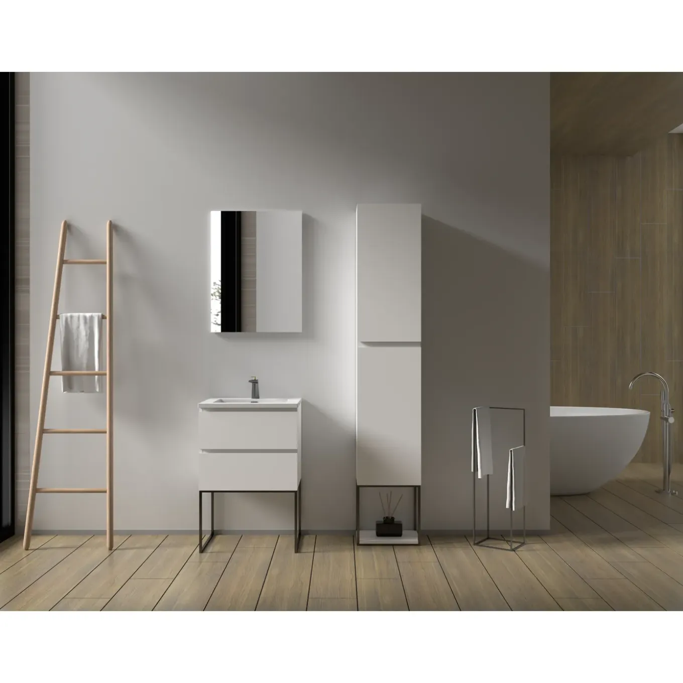 Aquazuro Wastafelonderkast Napoli 59cm - Hoogglans Wit - Met 2 Lades - 59,4x50x47,5cm