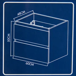 Aquazuro Wastafelonderkast Napoli 59cm - Natuur Eiken Houtlook - Met 2 Lades - 59,4x50x47,5cm