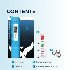 Aquila Digitale Ph Meter & Thermometer Voor Water – Zwembad & Aquarium – Inclusief Batterijen