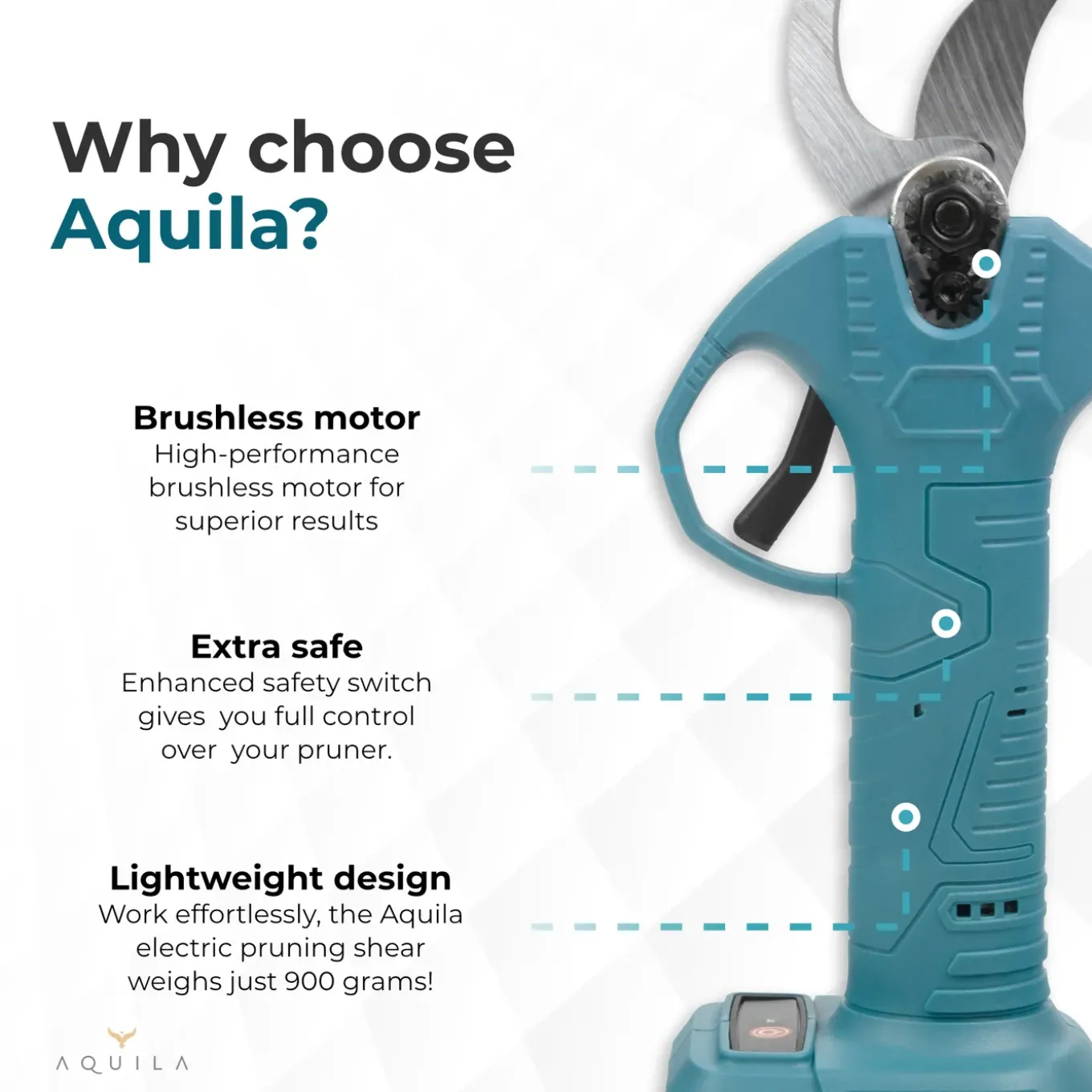 Aquila Elektrische Snoeischaar Met 2x 2000 Mah Accu - Takkenschaar Tot 32mm - Tuinschaar & Snoeizaag