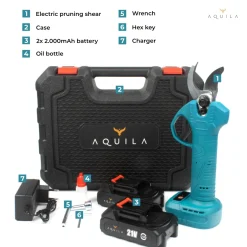Aquila Elektrische Snoeischaar Met 2x 2000 Mah Accu - Takkenschaar Tot 32mm - Tuinschaar & Snoeizaag