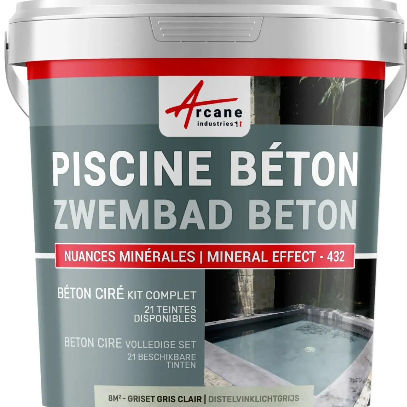 ARCANE INDUSTRIES - Betonlook Zwembad Kit Eendblauwgrijs - 8 M²