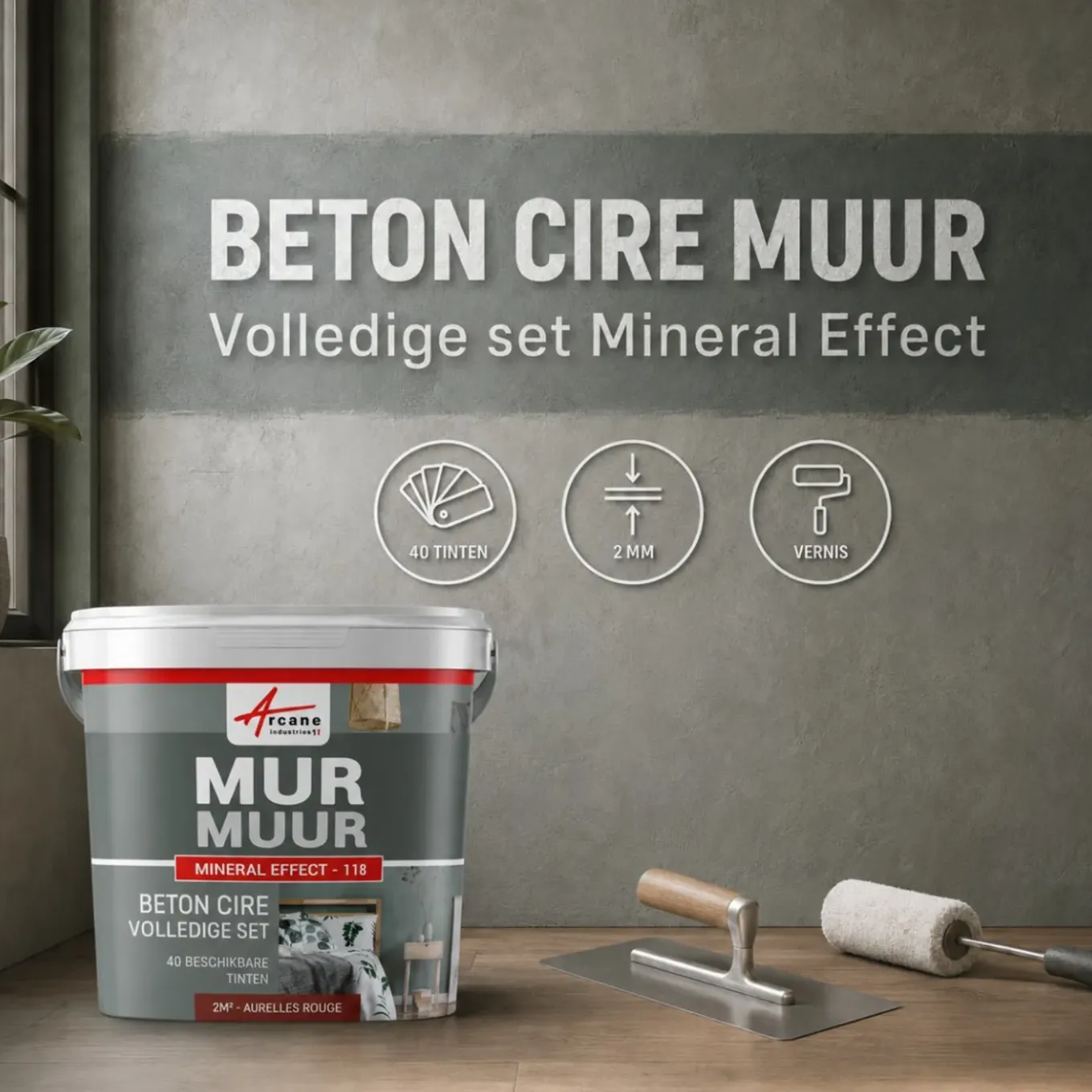 Arcane Industries - Gepolijst Beton Muren Kit - 10 M² Muizengrijs