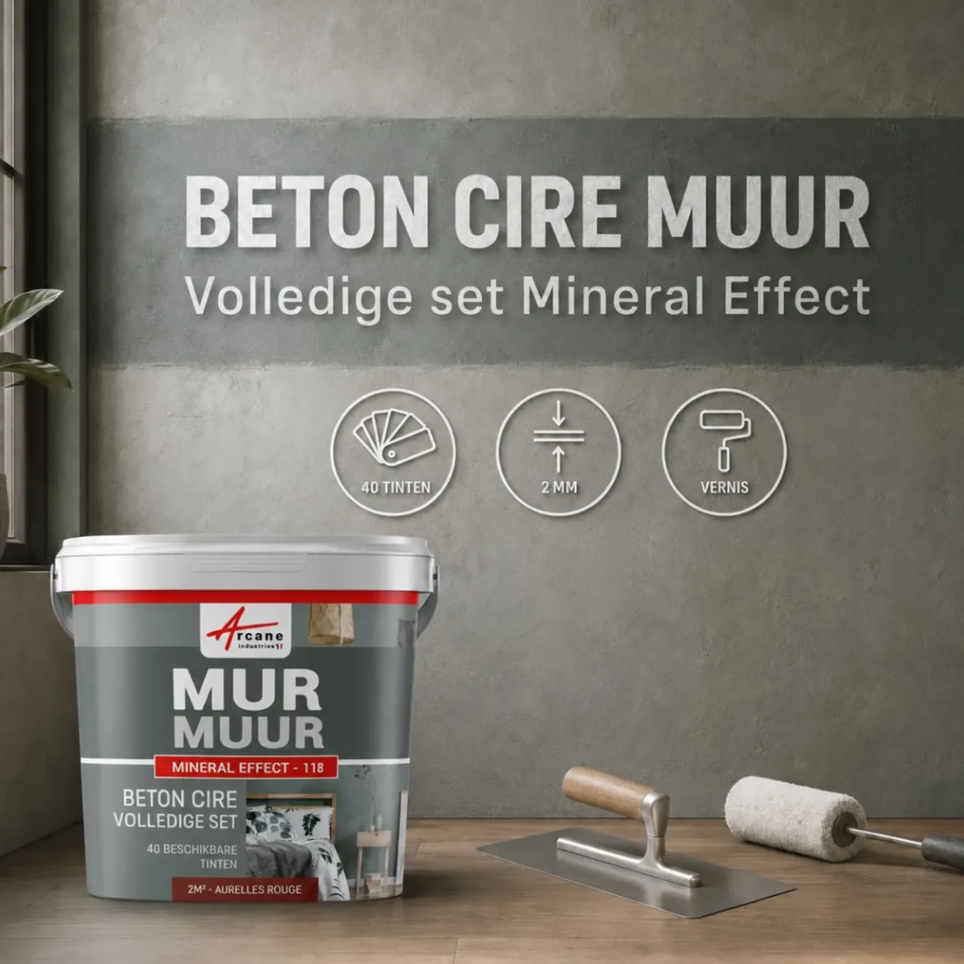 ARCANE INDUSTRIES - Gepolijst Beton Muren Kit - 2 M² Rosetto Bruinroze