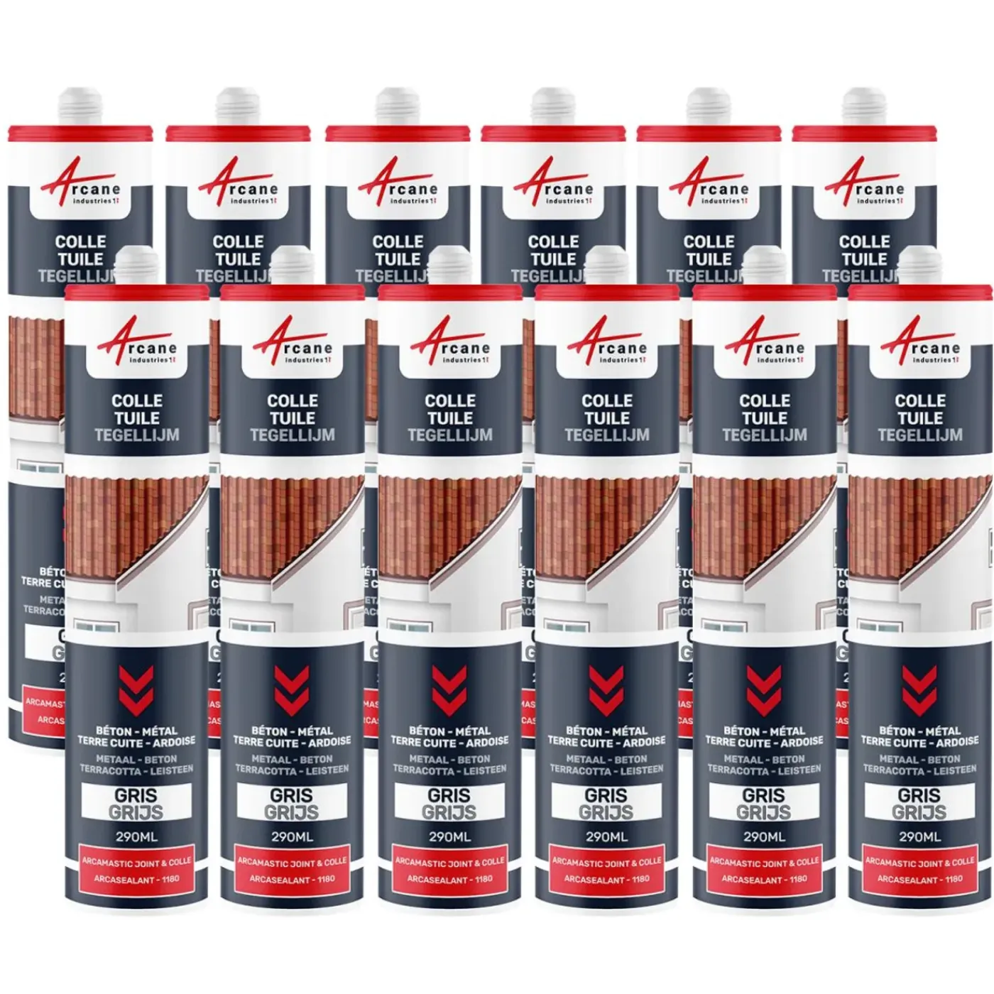 ARCANE INDUSTRIES - Hybride Polyurethaan Kit-lijm Voor Dakpannen Wit - 290 Ml X 12