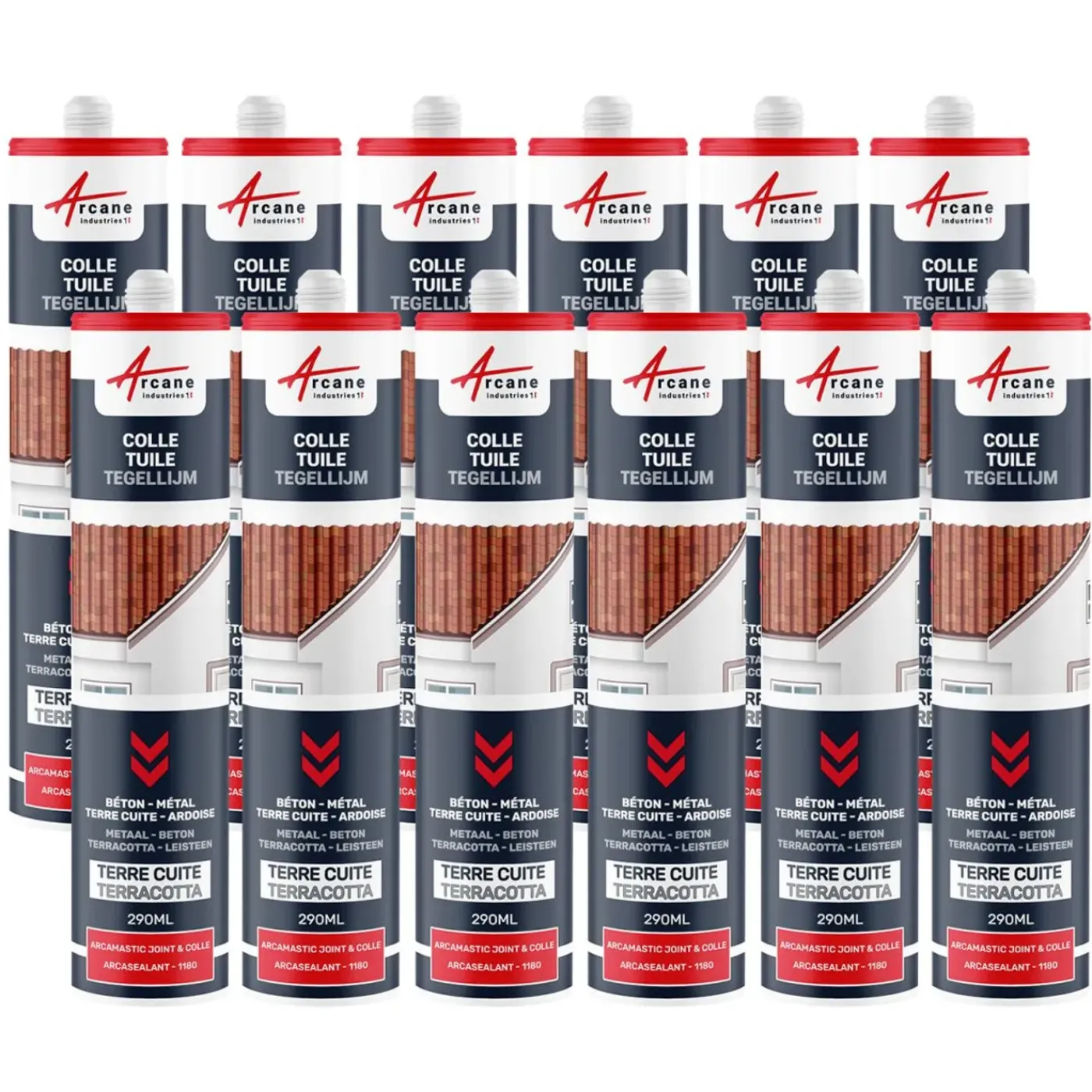 ARCANE INDUSTRIES - Hybride Polyurethaan Kit-lijm Voor Dakpannen Signaalgrijs Ral 7004 - 290 Ml X 1