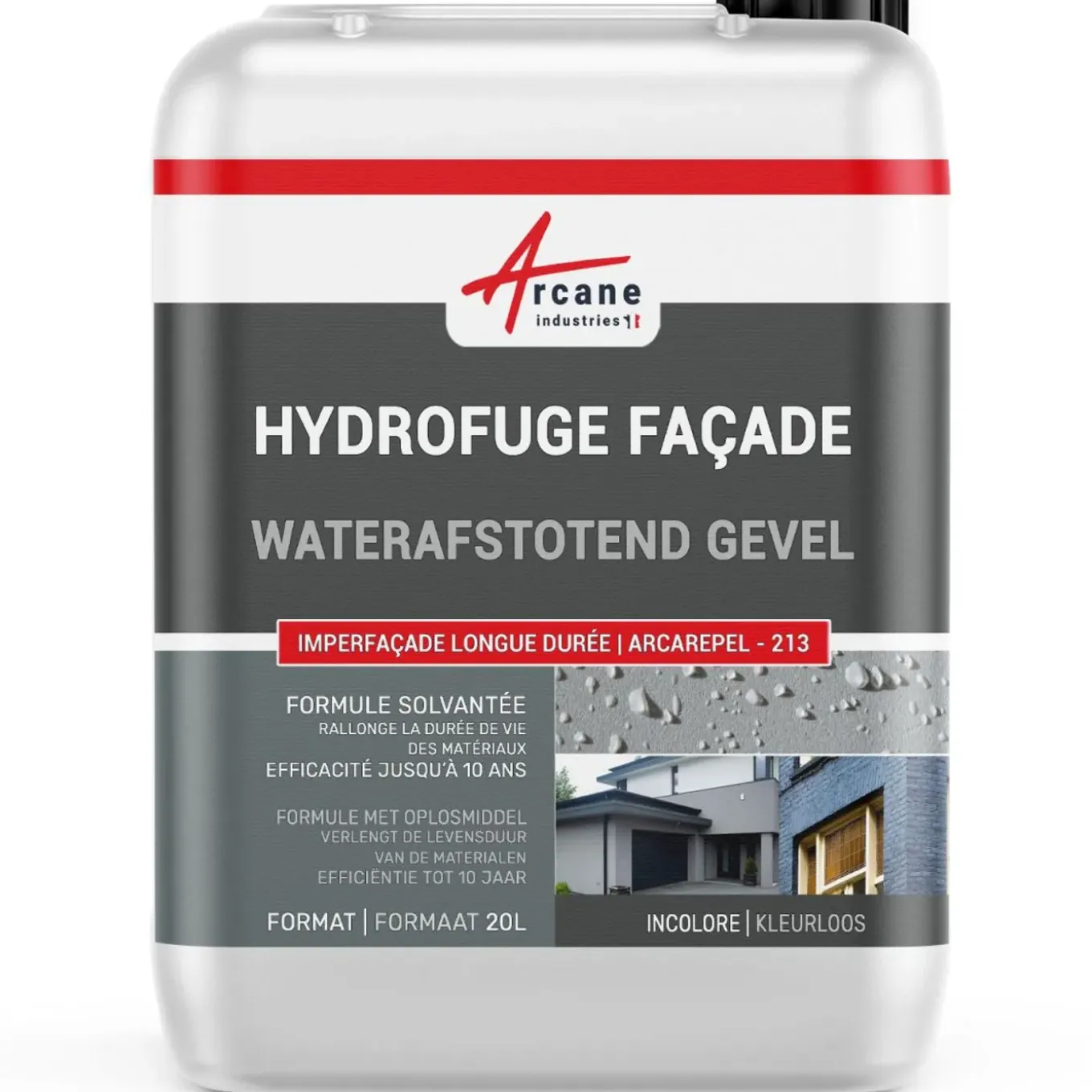 Arcane Industries - Hydrofuge Op Oplosmiddelbasis Voor Muur & Gevel - 20 L Tot 100 M²