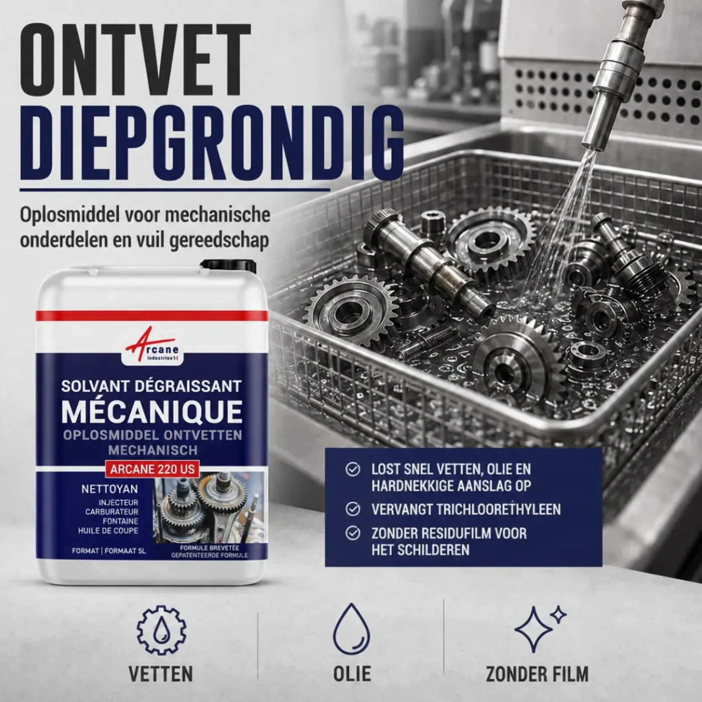 ARCANE INDUSTRIES - Ontvettend Oplosmiddel Voor Mechanische Onderdelen - 20 L